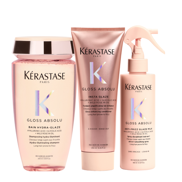 23 Rutina Esencial Gloss Absolut Kerastase - Shampoo, Acondicionador, Spray