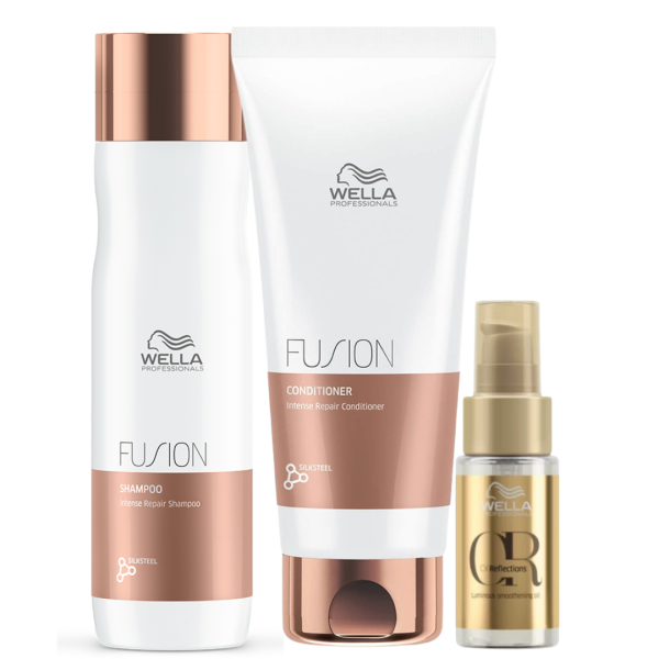 Rutina de 3 Pasos Wella Fuision Shampoo Acondicionador y oleo 30ml