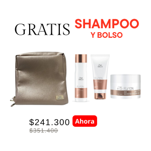 7 Set Navideño Fusion Wella con Shampoo y Cosmetiquera gratis